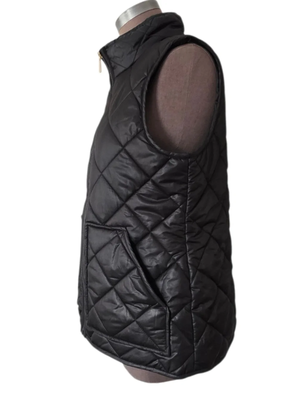 Kate Spade Full Zip Quilted Black VEST KSVK23768L-MA ‎ Size Medium